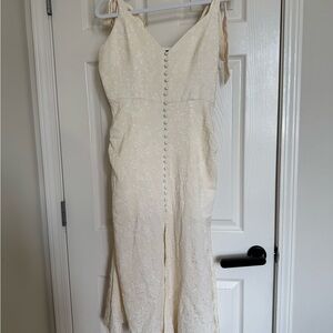 SHEIN Ivory Strapless Button-Front Dress
